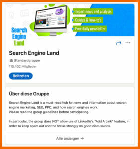 Beispiel für eine erfolgreiche LinkedIn-Gruppe: Search Engine Land